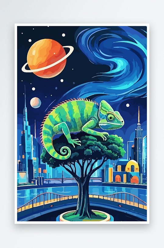 变色龙矢量插画图形-众图网