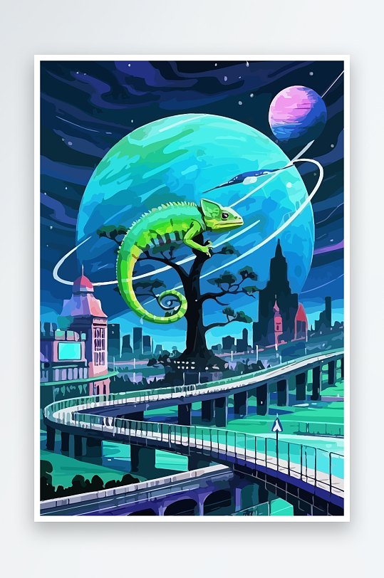 变色龙矢量插画图形-众图网