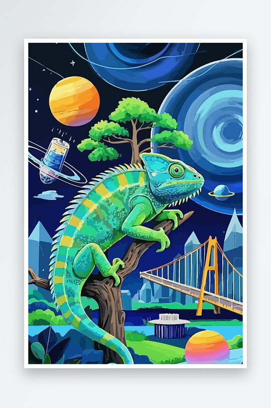 变色龙矢量插画图形元素-众图网