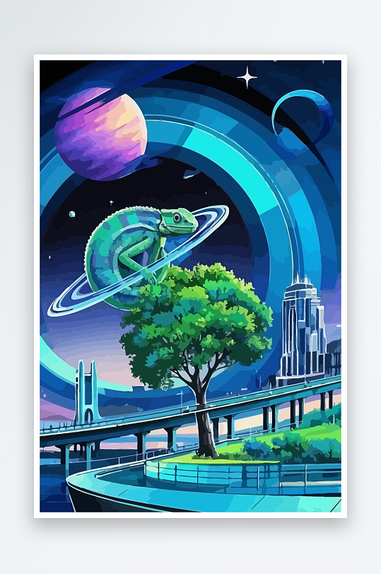 变色龙矢量插画图形元素-众图网