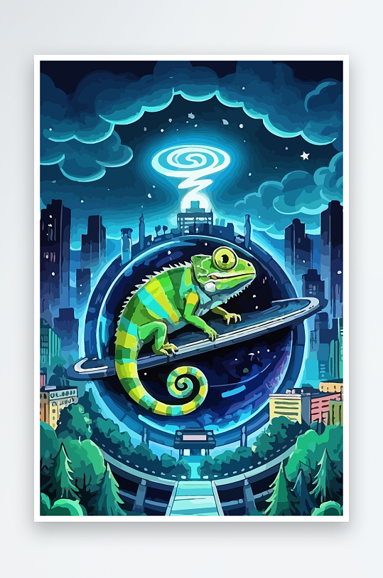 变色龙矢量插画图形元素-众图网