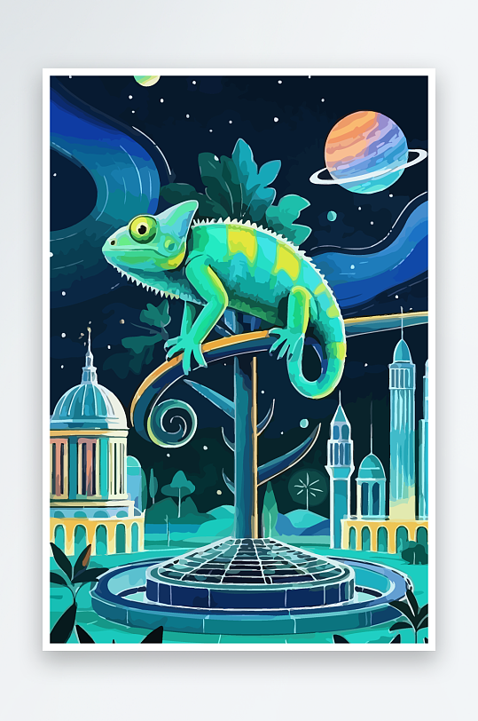 变色龙矢量插画图形元素-众图网