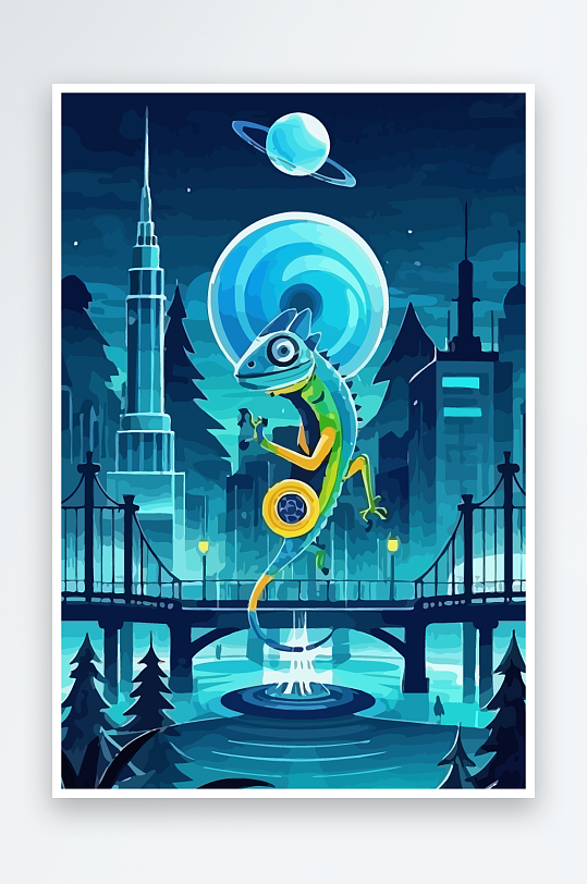 变色龙矢量插画图形元素-众图网