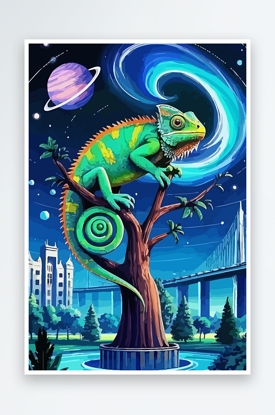 变色龙矢量插画图形元素-众图网