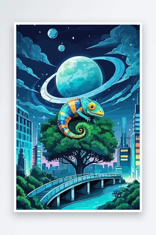 变色龙矢量插画图形元素-众图网