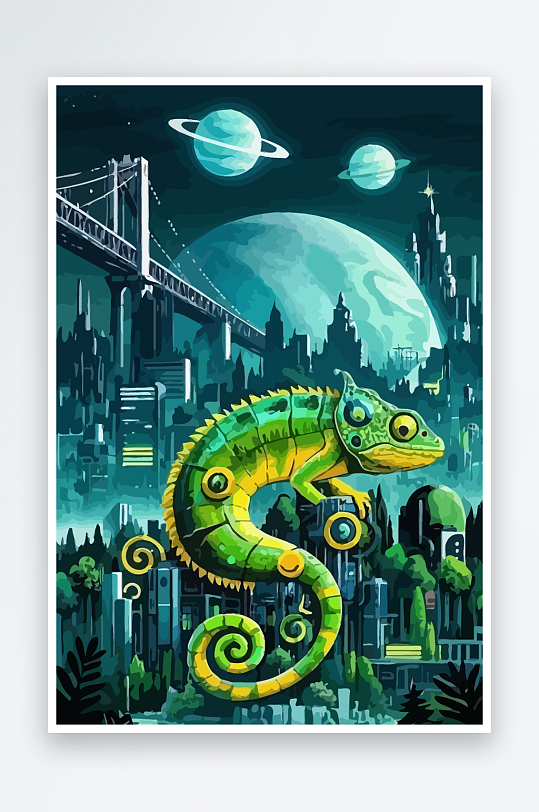 变色龙矢量插画图形元素-众图网