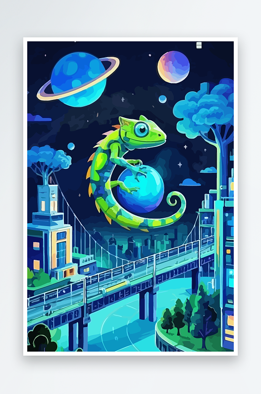 变色龙矢量插画图形元素-众图网