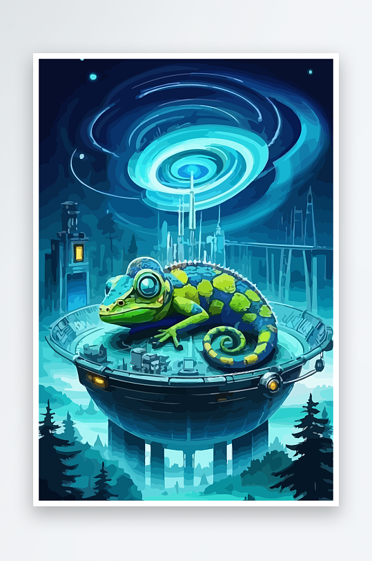 变色龙矢量插画图形元素-众图网