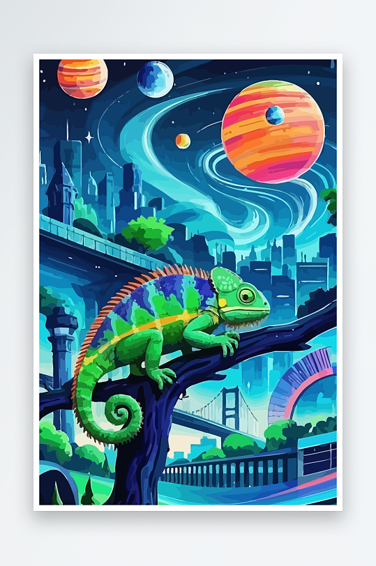 变色龙矢量插画图形元素-众图网