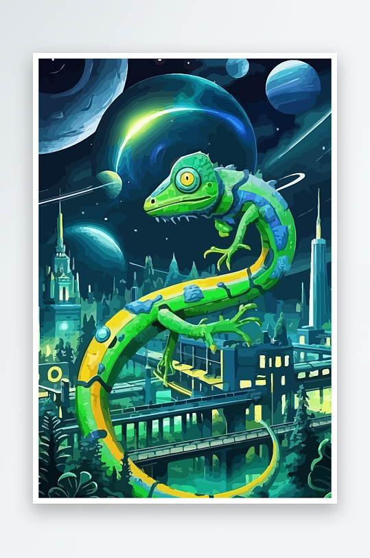 变色龙矢量插画图形-众图网