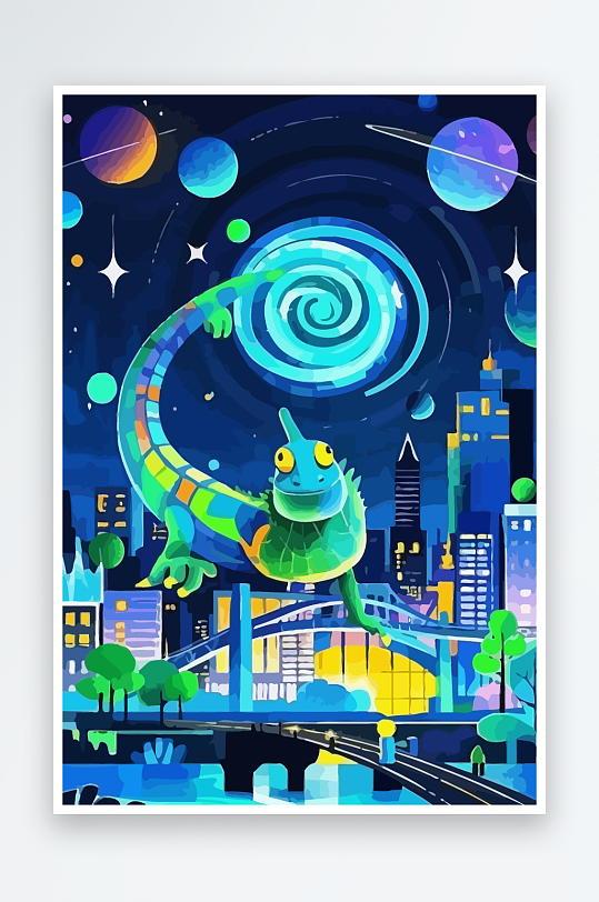 变色龙矢量插画图形-众图网