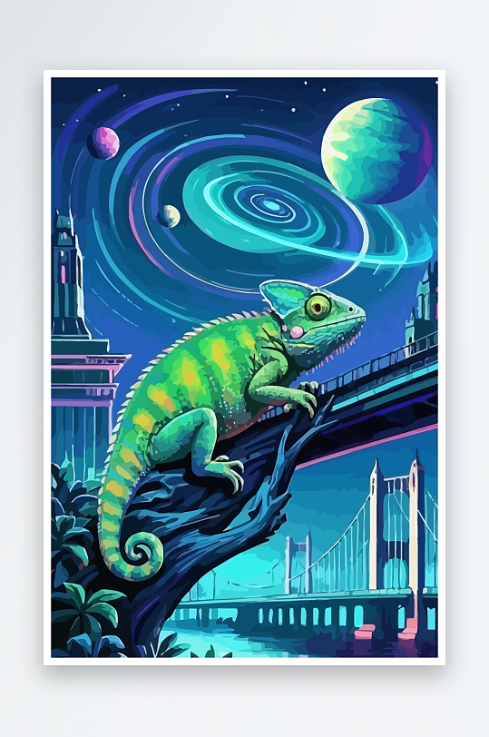 变色龙矢量插画图形-众图网