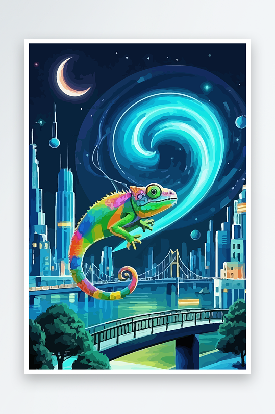 变色龙矢量插画图形-众图网