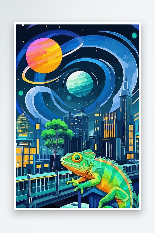 变色龙矢量插画图形-众图网