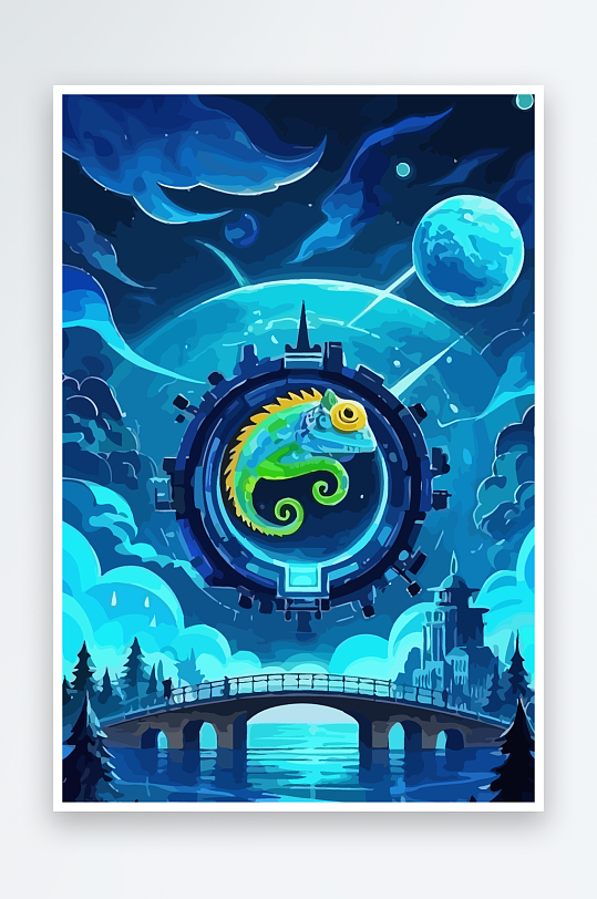 变色龙矢量插画图形元素-众图网