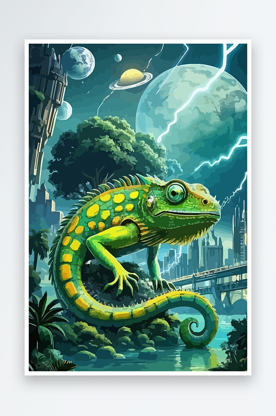 变色龙矢量插画图形元素-众图网