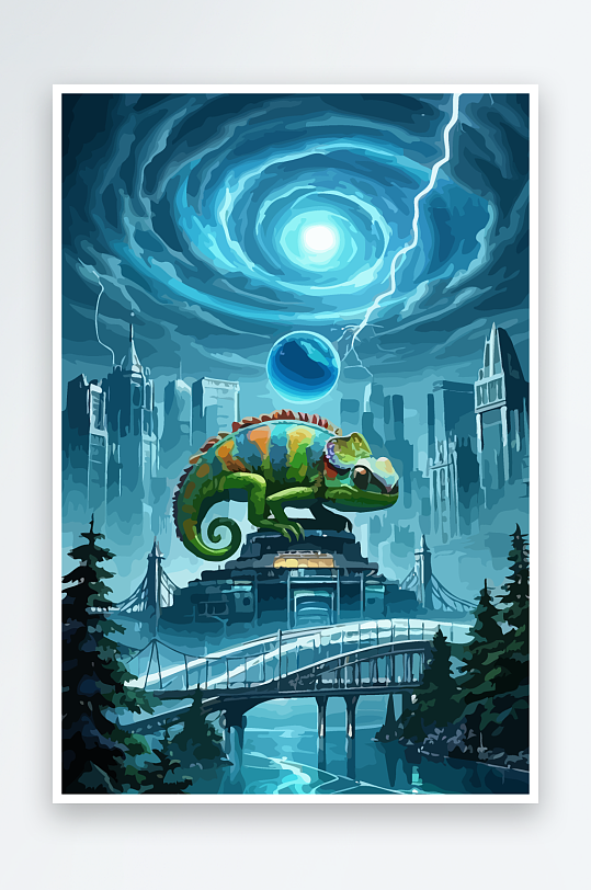 变色龙矢量插画图形元素-众图网