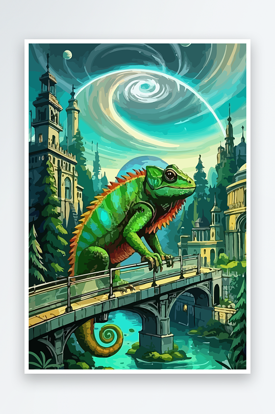 变色龙矢量插画图形元素-众图网