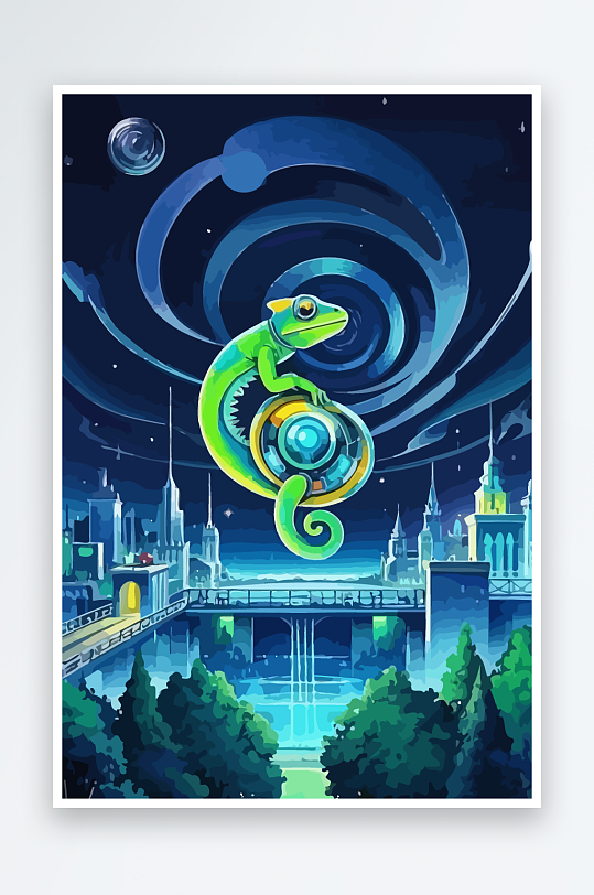 变色龙矢量插画图形元素-众图网