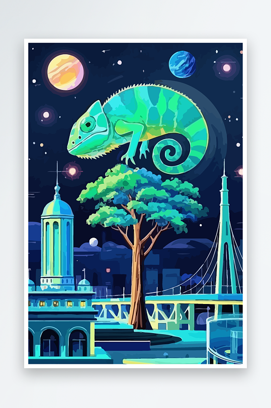 变色龙矢量插画图形元素-众图网