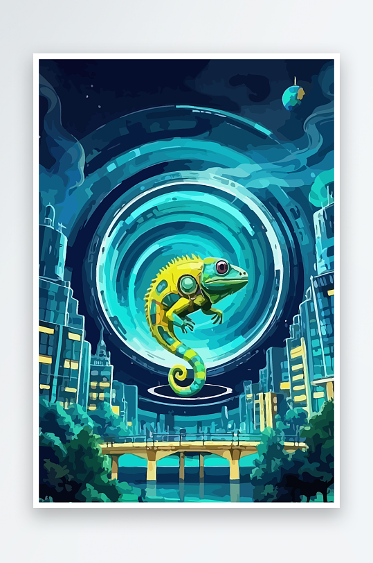 变色龙矢量插画图形元素-众图网