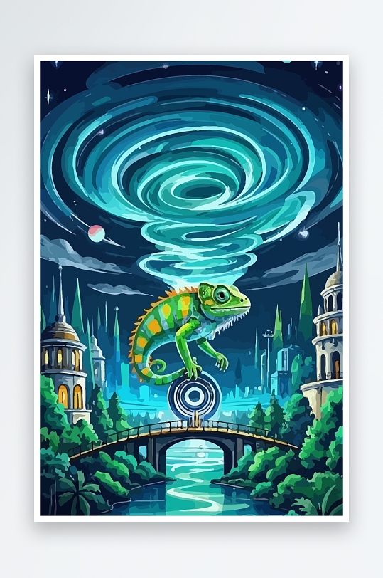 变色龙矢量插画图形元素-众图网