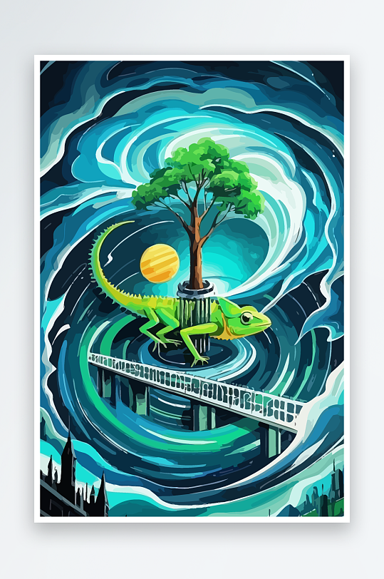 变色龙矢量插画图形元素-众图网