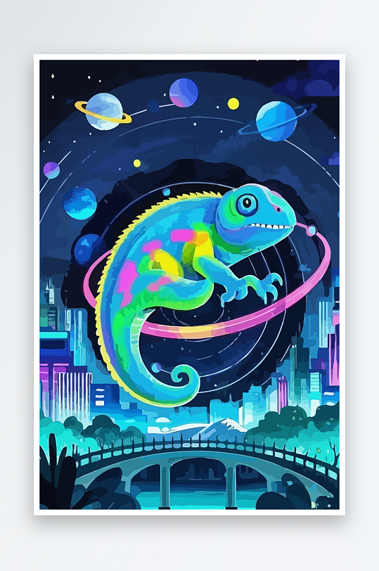 变色龙矢量插画图形-众图网