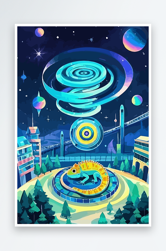 变色龙矢量插画图形-众图网