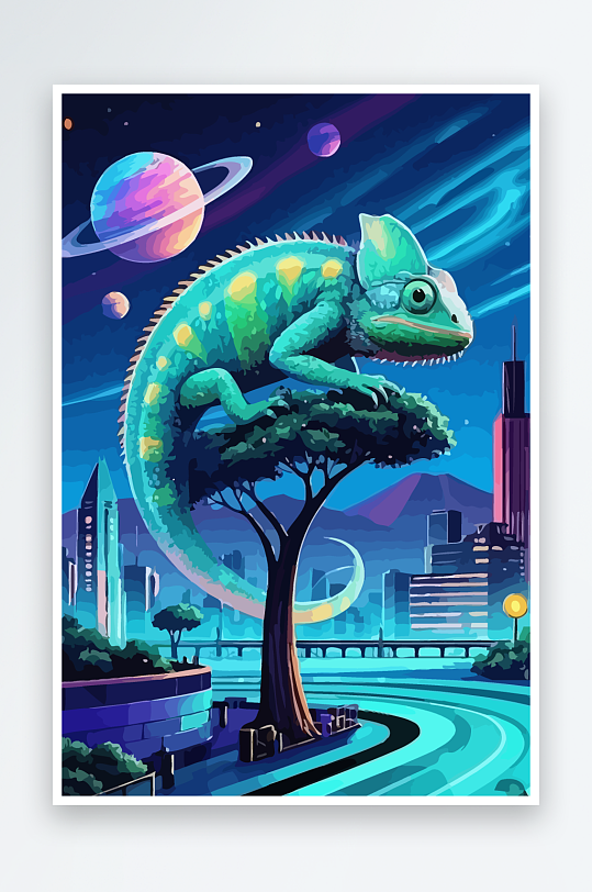 变色龙矢量插画图形-众图网