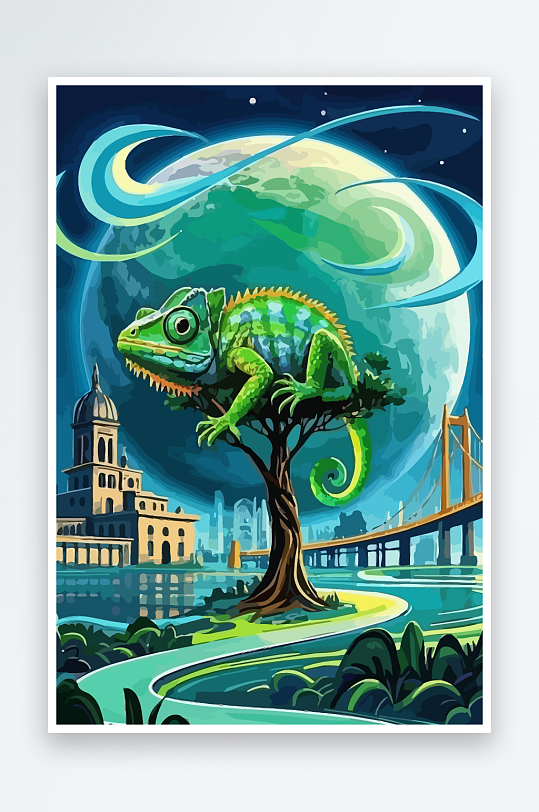 变色龙矢量插画图形-众图网