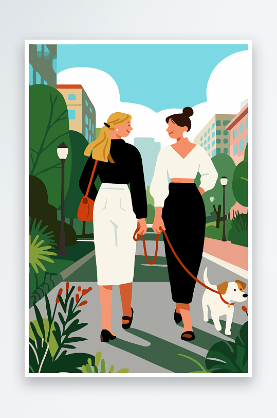 城市街道场景插画-众图网