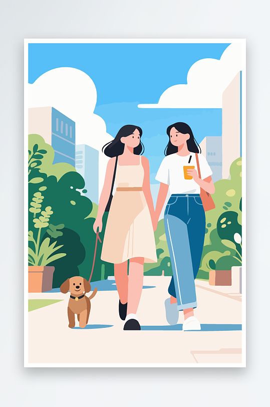 城市街道场景插画-众图网