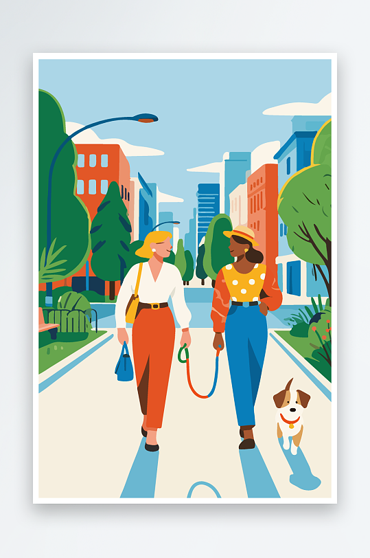 城市街道场景插画-众图网