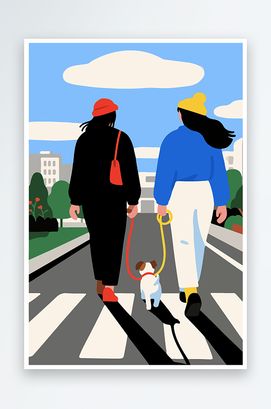 城市街道场景插画-众图网