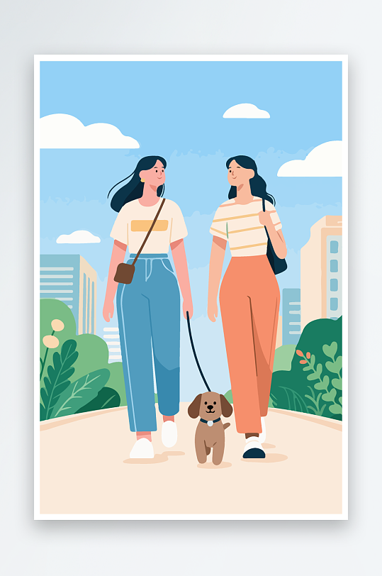 城市街道场景插画-众图网