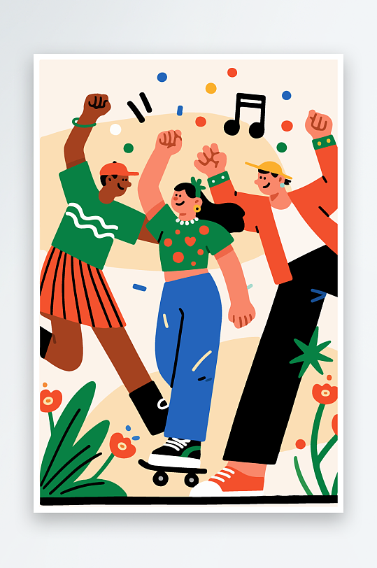 欢乐聚会插画卡通插画-众图网