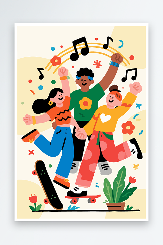 欢乐聚会插画卡通插画-众图网