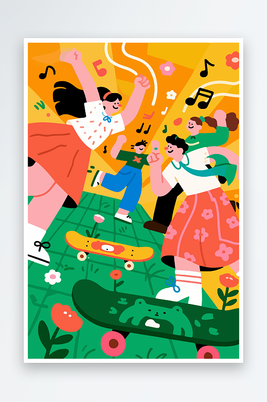 欢乐聚会插画卡通插画-众图网