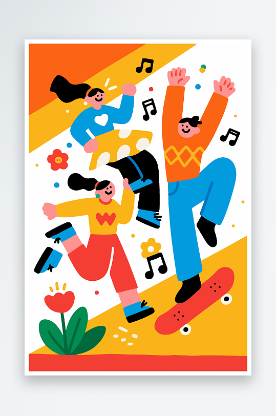 欢乐聚会插画卡通插画-众图网