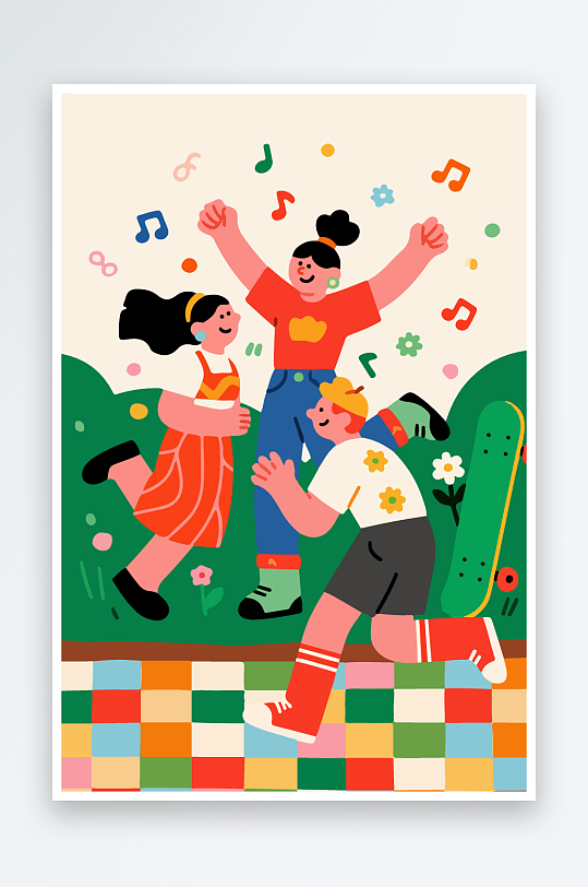 欢乐聚会插画卡通插画-众图网