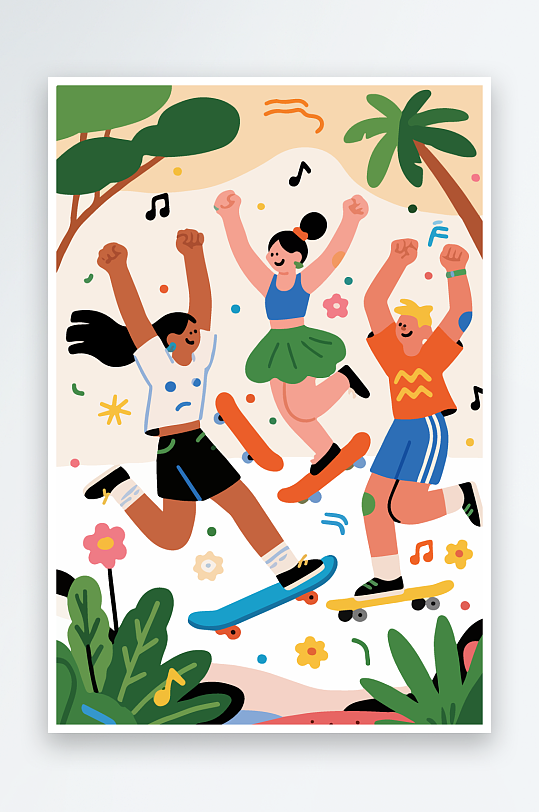 欢乐聚会插画卡通插画-众图网