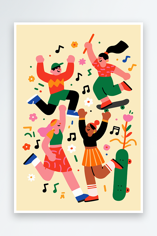 欢乐聚会插画卡通插画-众图网