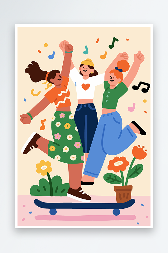 欢乐聚会插画卡通插画-众图网