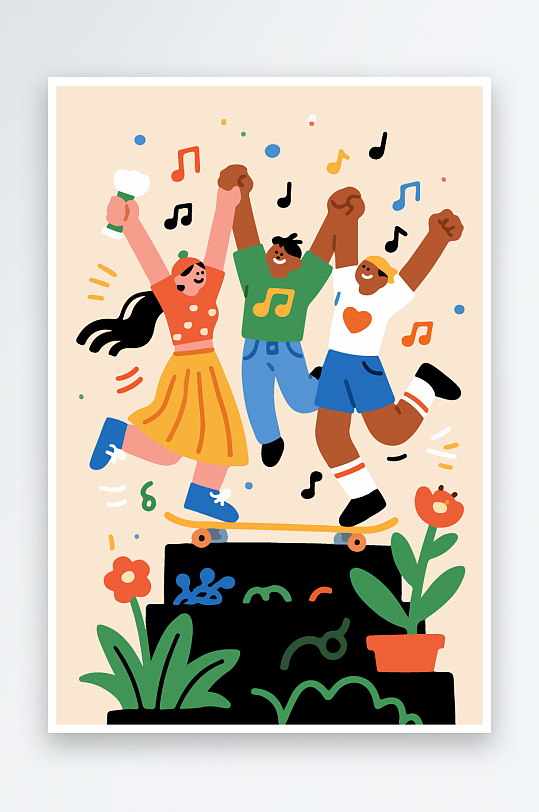 欢乐聚会插画卡通插画-众图网