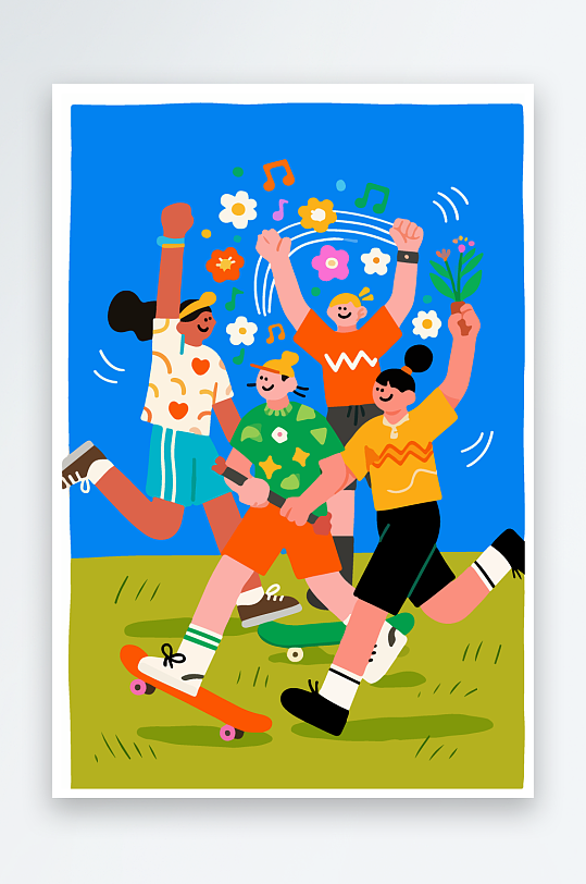 欢乐聚会插画卡通插画-众图网