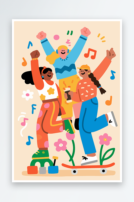 欢乐聚会插画卡通插画-众图网