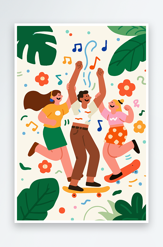 欢乐聚会插画卡通插画-众图网