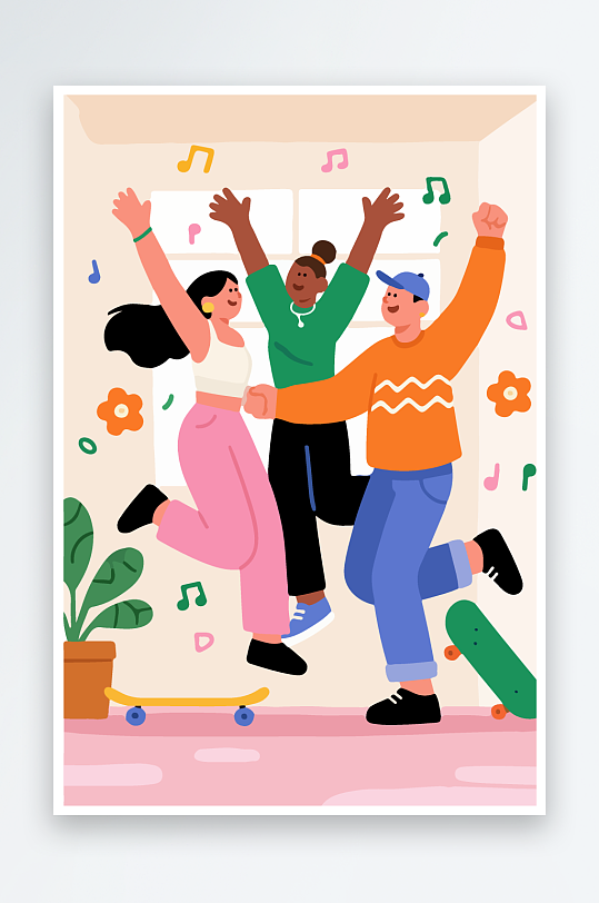 欢乐聚会插画卡通插画-众图网