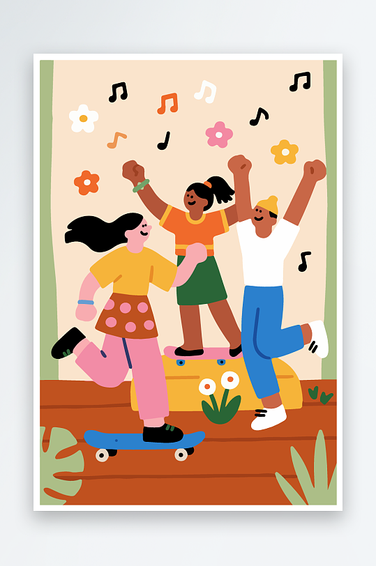 欢乐聚会插画卡通插画-众图网